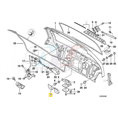 E36 TOURING CACHE NOIR CHARNIERE DE COFFRE GAUCHE BMW ORIGINE 51498191859